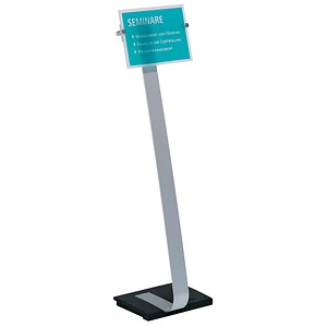 4005546404363 - Plakatständer Durable® CRYSTAL SIGN A4 Hoch- & Querformat höhenverstell- & drehbar mit 2 Folien & Anleitung Aluminium & Acrylglas metallic-silber