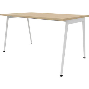Quadrifoglio X3 Schreibtisch eiche rechteckig, 4-Fuß-Gestell weiß 140,0 x 80,0 cm