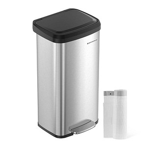 0194343187747 - Songmics - Mülleimer Küche 68 Liter Abfalleimer Tretmülleimer aus Metall - Silber 0194343187747 - Songmics - Mülleimer Küche 68 Liter Abfalleimer Tretmülleimer aus Metall - Silber