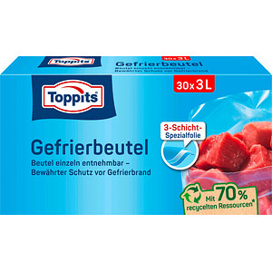 4008871208064 - Toppits® Gefrier-Beutel aus 3-Schicht-Folie mit verstärkter Mittelschicht 1 Packung = 30 Stück á 3 Liter Fassungsvermögen