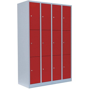 4061815517738 - Schließfachschrank 520344 Metall 4 Abteile mit 12 Fächern abschließbar 117x180cm (BxH) rot