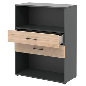 4059484218285 - Home Office Kombiregal TEMPIO aus Holz 2 Einschübe 3 OH B 800 x T 340 x H 1070 mm anthrazit Hickory Eiche 4059484218285 - Home Office Kombiregal TEMPIO aus Holz 2 Einschübe 3 OH B 800 x T 340 x H 1070 mm anthrazit Hickory Eiche