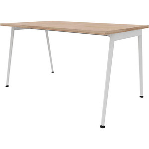 Quadrifoglio X3 Schreibtisch ulme rechteckig, 4-Fuß-Gestell weiß 140,0 x 80,0 cm