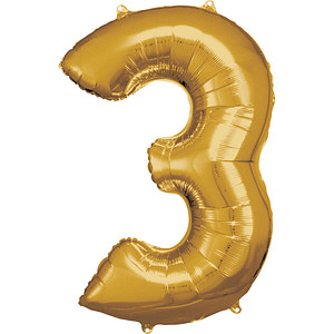 0192937141960 - AMSC BALLON 3 GO - AMSCAN Folienballon Zahl 3 gold 0192937141960 - AMSC BALLON 3 GO - AMSCAN Folienballon Zahl 3 gold