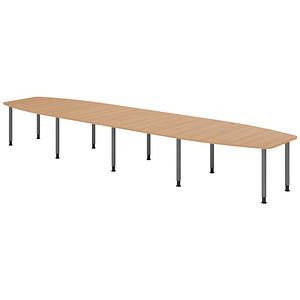 4032062316337 - HAMMERBACHER Konferenztisch KT52C eiche Tonnenform Rundrohr grau 5200 x 850 1300 x 720 - 740 cm