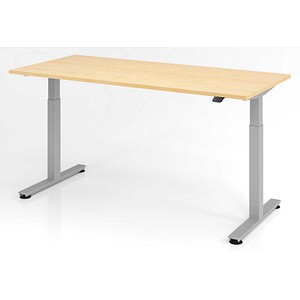 4032062153864 - Sitz-Steh-Schreibtisch VXMST19 3 S elektrisch höhenverstellbar 72-119cm (H) 180cmx80cm (BxT) rechteckig ahorn   Silber 40320