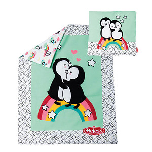 4001949010002 - Puppen-Bettdecke Pinguin Pünktchen (44 x 34 cm) mit Kissen (16 x 16