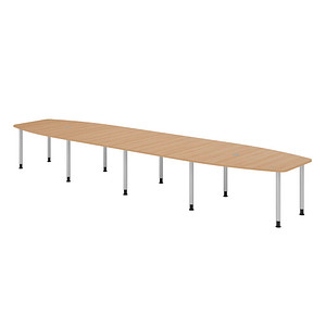4032062316320 - HAMMERBACHER Konferenztisch KT52C eiche Tonnenform Rundrohr silber 5200 x 850 - 1300 x 720 - 740 cm 4032062316320 - HAMMERBACHER Konferenztisch KT52C eiche Tonnenform Rundrohr silber 5200 x 850 - 1300 x 720 - 740 cm