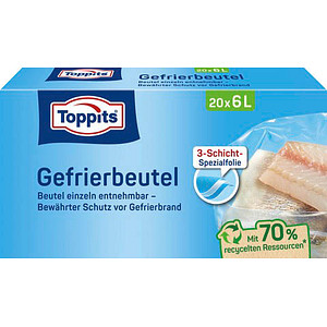 4008871208095 - Toppits® Gefrierbeutel Standboden Mit Standboden für einfaches Befüllen Fassungsvermögen 6 Liter 1 Packung = 20 Stück