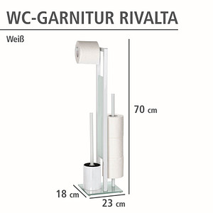 4008838949665 - Stand WC-Garnitur Rivalta Weiß integrierter Toilettenpapierhalter und WC-Bürstenhalter Weiß Stahl weiß Gehärtetes Glas weiß Polypropylen schwarz 4008838949665 - Stand WC-Garnitur Rivalta Weiß integrierter Toilettenpapierhalter und WC-Bürstenhalter Weiß Stahl weiß Gehärtetes Glas weiß Polypropylen schwarz