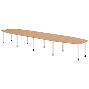 4032062316344 - HAMMERBACHER Konferenztisch KT52C eiche Tonnenform Rundrohr grau 5200 x 850 1300 x 720 - 740 cm