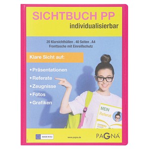 4009212065520 - School Sichtbuch DIN A4 20 Hüllen dunkelrosa 4009212065520 Pagna
