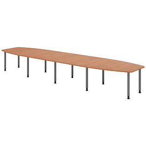 4032062316368 - HAMMERBACHER Konferenztisch KT52C nussbaum Tonnenform Rundrohr grau 5200 x 850 1300 x 720 - 740 cm