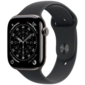 0195950629446 - Apple Watch Series 11 GPS + Cellular 42mm Schiefer  Titanium Case mit schwarzem Sport Band - M L