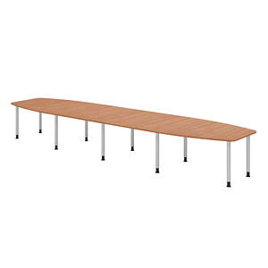 4032062316351 - HAMMERBACHER Konferenztisch KT52C nussbaum Tonnenform Rundrohr silber 5200 x 850 - 1300 x 720 - 740 cm