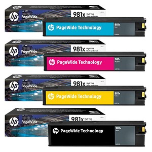 HP 981X(L0R12A/L0R09A/L0R10A/L0R11A) schwarz, cyan, magenta, gelb Druckerpatronen, 4er-Set