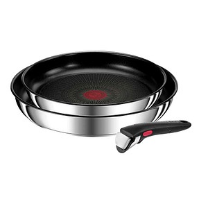 Pfannen-Set TEFAL Ingenio Preference Pfannenset abnehmbarer Griff Antihaftversiegelung schwarz (edelstahl schwarz) Ø26cm Pfannen stapelbar platzsparend einfache Reinigung Induktion L97390