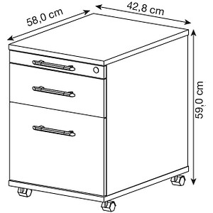 4032062120620 - PRO SIGNA AC20 RE - Rollcontainer Holz Nussbaum mit Hängeregistratur Relinggriff Kunststoff 4032062120620 - PRO SIGNA AC20 RE - Rollcontainer Holz Nussbaum mit Hängeregistratur Relinggriff Kunststoff