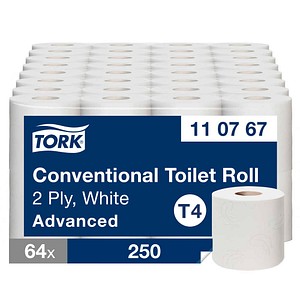TORK Toilettenpapier T4 Advanced 2-lagig Recyclingpapier, 64 Rollen