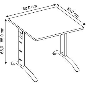4032062321874 - FS08 höhenverstellbarer Schreibtisch grafit quadratisch C-Fuß-Gestell silber 800 x 800 cm 4032062321874 - FS08 höhenverstellbarer Schreibtisch grafit quadratisch C-Fuß-Gestell silber 800 x 800 cm