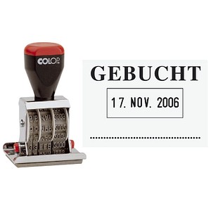 9004362376385 - Text- und Datumsstempel 04060 L3 mit Text GEBUCHT + Datum Metall Kunststoff Schrifthöhe (Datum) 4mm 9004362376385 Colop 9004362376385 - Text- und Datumsstempel 04060 L3 mit Text GEBUCHT + Datum Metall Kunststoff Schrifthöhe (Datum) 4mm 9004362376385 Colop