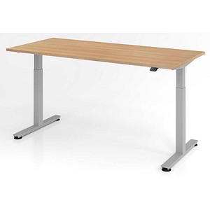 4032062163801 - Sitz-Steh-Schreibtisch VXMST19 E S elektrisch höhenverstellbar 72-119cm (H) 180cmx80cm (BxT) rechteckig eiche   Silber 40320