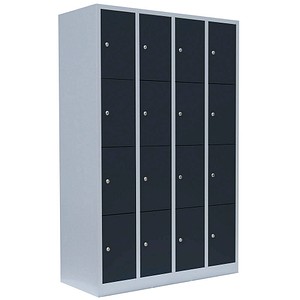 4061815518186 - Schließfachschrank 520448 Metall 4 Abteile mit 16 Fächern abschließbar 117x180cm (BxH) anthrazit 4061815518186 520