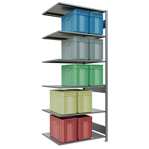 4004514281616 - Schulte Lagertechnik Fachbodenregal-Stecksystem MULTIplus 150 Anbauregal Längenriegel 2500x1000x800 mm 6 Böden verzinkt