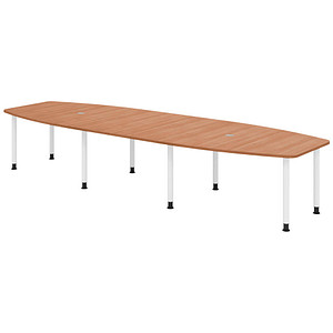 4032062316177 - HAMMERBACHER Konferenztisch KT40C nussbaum Tonnenform Rundrohr grau 4000 x 850 1300 x 720 - 740 cm