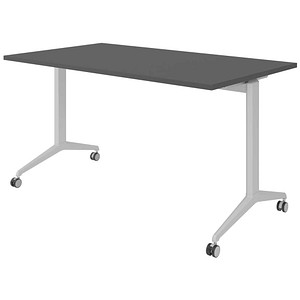 HAMMERBACHER Mehrzwecktisch graphit rechteckig, T-Fuß-Gestell silber, 140,0 x 80,0 x 75,0 cm