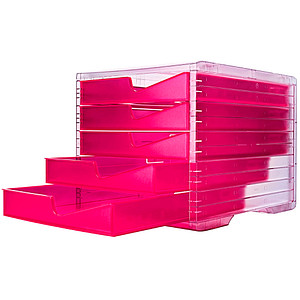 styro Schubladenbox styroswingbox NEONline  neon-pink 275-8430.2264, DIN C4 mit 5 Schubladen