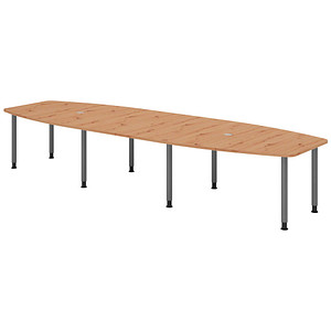 4032062316191 - HAMMERBACHER Konferenztisch KT40C asteiche Tonnenform Rundrohr grau 4000 x 850 1300 x 720 - 740 cm