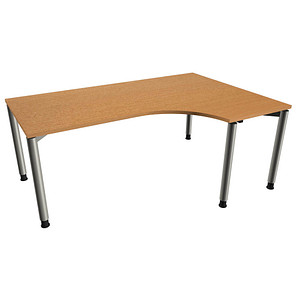 4260672332168 - fm Sidney höhenverstellbarer Schreibtisch buche C-Form 4-Fuß-Gestell silber 1800 x 800 1200 cm 4260672332168 - fm Sidney höhenverstellbarer Schreibtisch buche C-Form 4-Fuß-Gestell silber 1800 x 800 1200 cm
