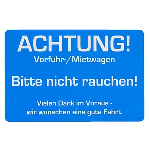 EICHNER Aufkleber ACHTUNG! Vorführ-/Mietwagen, blau/weiß, 250 St.