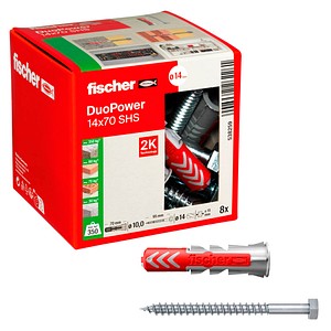 4048962262261 - fischer DuoPower 14x70 S 538259 Dübel mit Schrauben Ø 12 mm x 60 mm 8 Stück