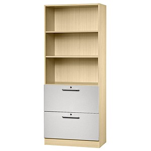 4032062128510 - PRO SIGNA G 7300 RE - Ahorn Silber 5 OH Schrank mit Hängeregistratur (abschließbar) Relinggriff Kunststoff