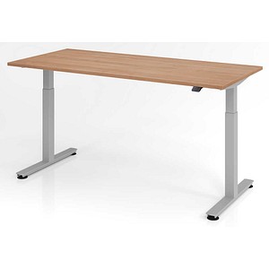 4032062153895 - Sitz-Steh-Schreibtisch VXMST19 N S elektrisch höhenverstellbar 72-119cm (H) 180cmx80cm (BxT) rechteckig nussbaum   Silber 40