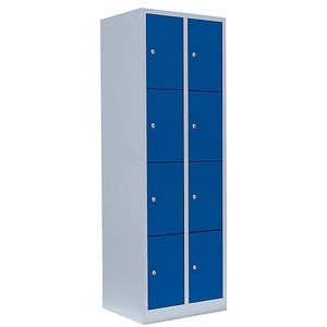 4061815517936 - Schließfachschrank 520421 Metall 2 Abteile mit 8 Fächern abschließbar 60x180cm (BxH) blau 4061815517936 LÜLLMANN