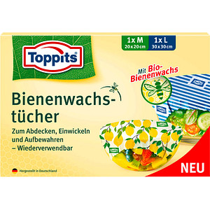 4008871215697 - Toppits® Bienenwachstücher Frischhaltetücher zum Abdecken von Speisen 1 Packung = 2 Stück