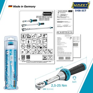 4000896218882 - HAZET Drehmoment-Schlüssel Drehmoment 25 - 25 Nm Vierkant massiv 63 mm (1 4 Zoll)