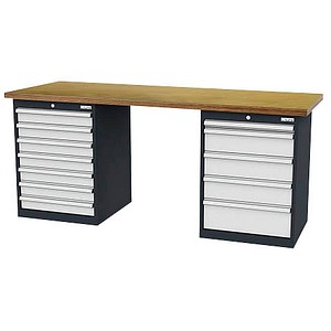 4057211002824 - Werkbank C-Line anthrazit RAL 7016 lichtgrau RAL 7035 12 Schubladen 2000 x 600 x 860 cm