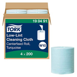 4 x Tork Reinigungstücher fusselarm W10 1-lagig 16,5x30cm türkis 4x200