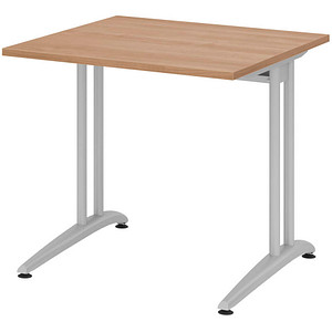 4032062015049 - HAMMERBACHER BS08 Schreibtisch nussbaum quadratisch C-Fuß-Gestell silber 800 x 800 cm