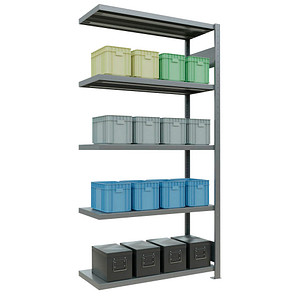 4004514282811 - Schulte Lagertechnik Fachbodenregal-Stecksystem MULTIplus 250 Anbauregal Längenriegel 2000x1000x400 mm 5 Böden verzinkt