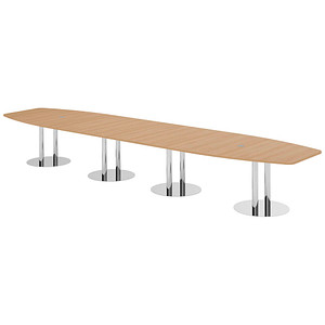 4032062315774 - HAMMERBACHER Konferenztisch KT52S eiche Tonnenform Rundrohr chrom 5200 x 850 - 1300 x 740 cm