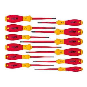 4010995410032 - Schraubendreher Set 12-teilig Elektriker vde geprüft isoliert 1000 v (41003) i Profi Schraubenzieher Set mit dünner Spitze