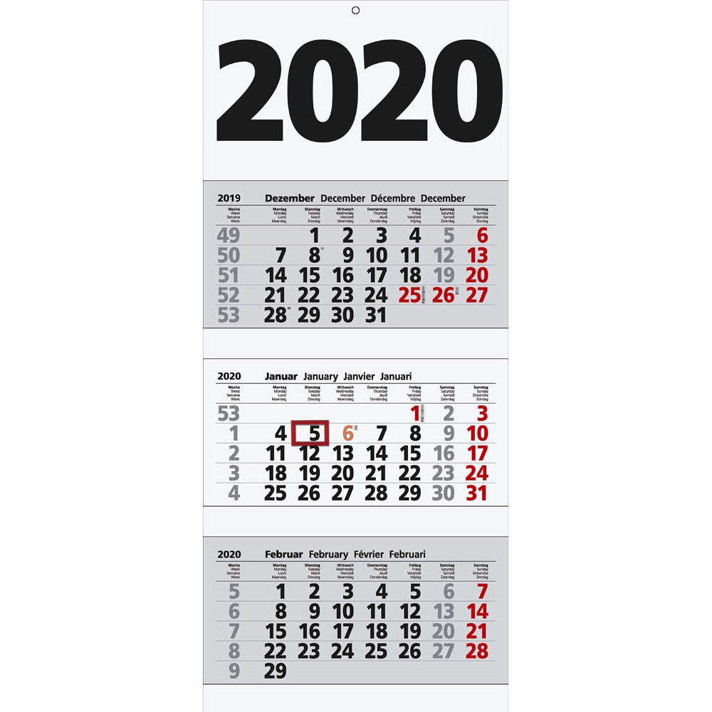 3-Monats-Wandkalender von keine Marke