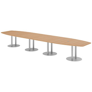 4032062315781 - HAMMERBACHER Konferenztisch KT52S eiche Tonnenform Rundrohr silber 5200 x 850 - 1300 x 740 cm