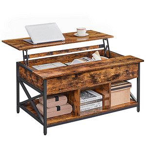 0194343042251 - Songmics - vasagle Couchtisch höhenverstellbarer Wohnzimmertisch Kaffeetisch offener und versteckter Stauraum X-Streben 60 x 100 x (48-62) cm