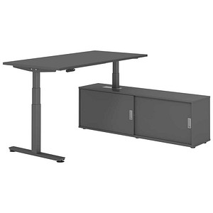 4032062330005 - Schreibtischkombination XDSM 16 höhenverstellbar 63-127cm (H) 160x80cm (BxT) rechteckig graphit   graphit 4032062330005 Hamm